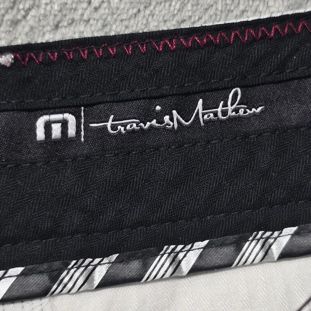 Travis Mathew Golf Pants Mens 38x34 White Micro Stripe Performance Stretch